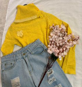 🎁Buy1 Get1 Free Yellow Turtleneck Sweater (