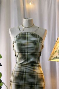 Green Plaid Mini Dress