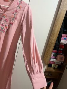 Pink Embroidered Kurti