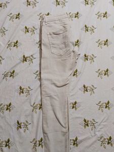 Distressed White Jeans