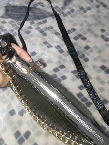 Black Embellished Chain Bag