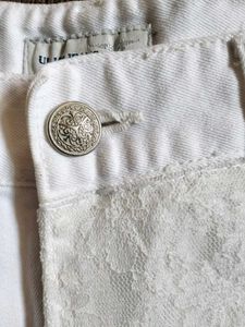 White Denim Lace Skirt