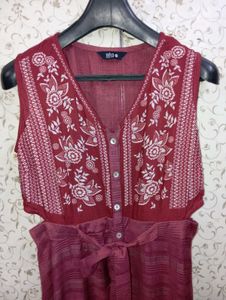 Indya A Line V Neck Kurta Cum Dress