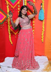 Pink Silver Work lehenga choli With dhupatta .