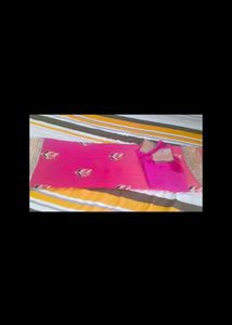 Pink Chiffon Sari With Blouse