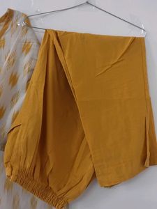 Yellow Cotton Kurti Set