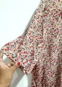 Floral Button-Down Dress With Front Pockets