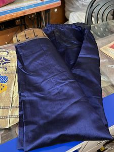 Navy Blue Silk Blend Pants Kurta With Dupptta