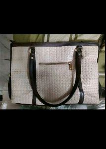 2 Tote Bags Green Studded And Beige