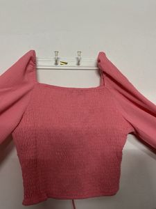 Wild Fable Pink Ruched Crop Top