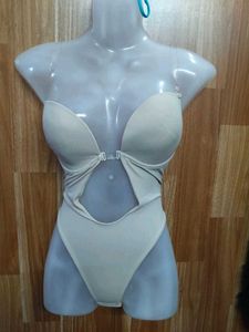 Beige Strapless Bodysuit