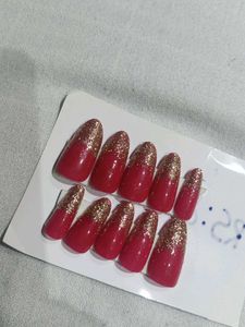 Red Glitter Press-On Nails