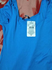 Blue Square Neck Top