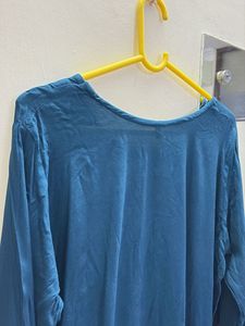 Teal Tunic Dress with Floral Embroidery