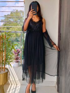 Black Sequin Midi Dress