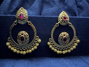 Gold &amp; Ruby Earrings