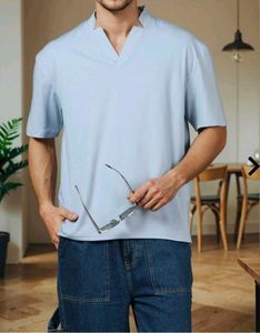 Men's Light Blue V-Neck T-Shirt