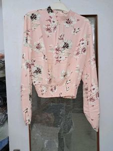 Floral Print Long Sleeve Crop Top