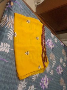 EMBROIDERD YELLOW SAREE