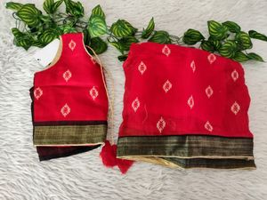 Red Printed Ethnic Skirt With Blouse ( Girls)