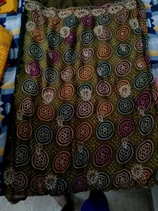 Elegant Bandhej Green Printed Saree