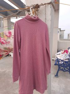 Ajio Ribbed Dusty Purple Dress Women