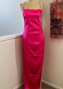 Hot Pink Satin Maxi Dress