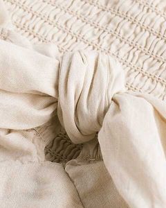 Embroidered Eyelet Off Shoulder Tie Front top
