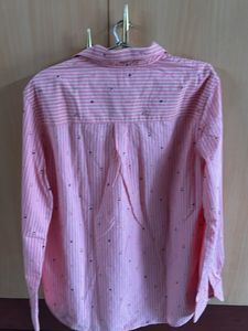 Pink Striped Blouse with Graphic Detail