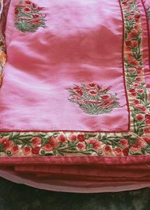 Elegant Pink Embroidered Saree