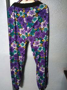 Flowery printed purple nd black combination heram pant