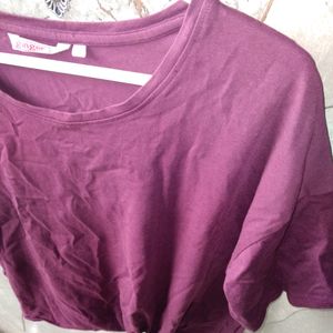 Esprit Purple Tie-Front Crop Top