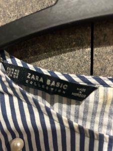 Zara Striped Pearl Embellished Top XS