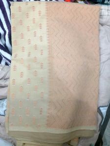 Golden Saree with Beautiful sleeve and back blou