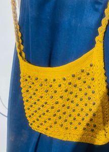 Handmade Crochet Beaded Shoulder Bag