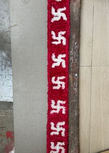 Red & White Swastika Fur Woolen Readymade Rangoli