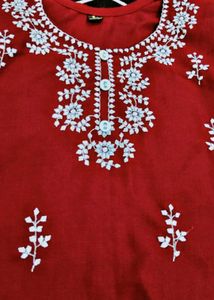 Maroon Embroidered Kurta