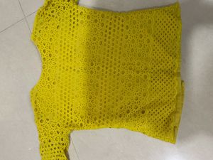 Pure Chickenkari Crop Top Yellow Color