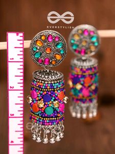 Colorful Beaded Jhumka Earrings