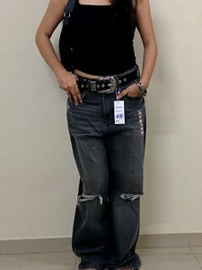 H&amp;M Distressed Wide Leg Jeans