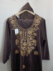 Wedding Winter Kurti Pant Dupatta Set