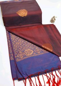 Elegant meroon soft silk saree