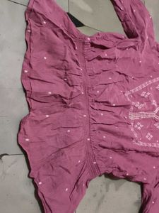 Pink Embroidered Peplum Top