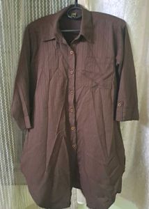 Brown Striped Shirt Tunic