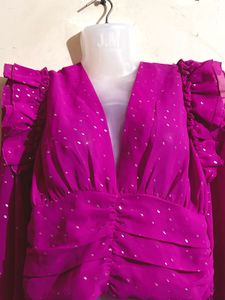 Magenta Sheer Long Sleeve Top