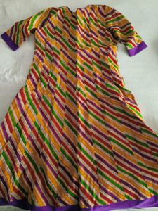 Colorful Striped Anarkali Kurti