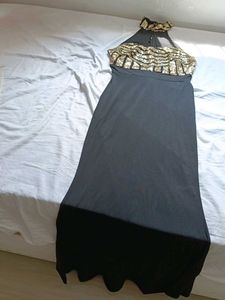 Black Gold Sequin Gown