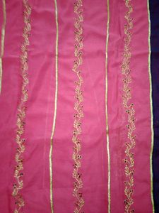 NEW -- Pink Saree Blue Pallu - with Blouse Piece