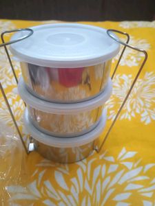New Unused 3 Piece Air Tight Tiffin