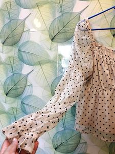 Polka Dot Sheer Sleeve Top